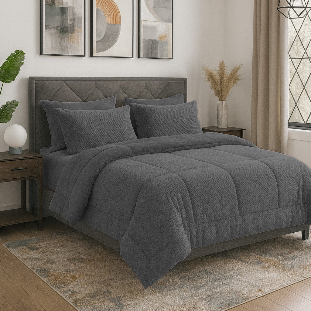 طقم لحاف مزدوج فرو أرنب 6 قطع