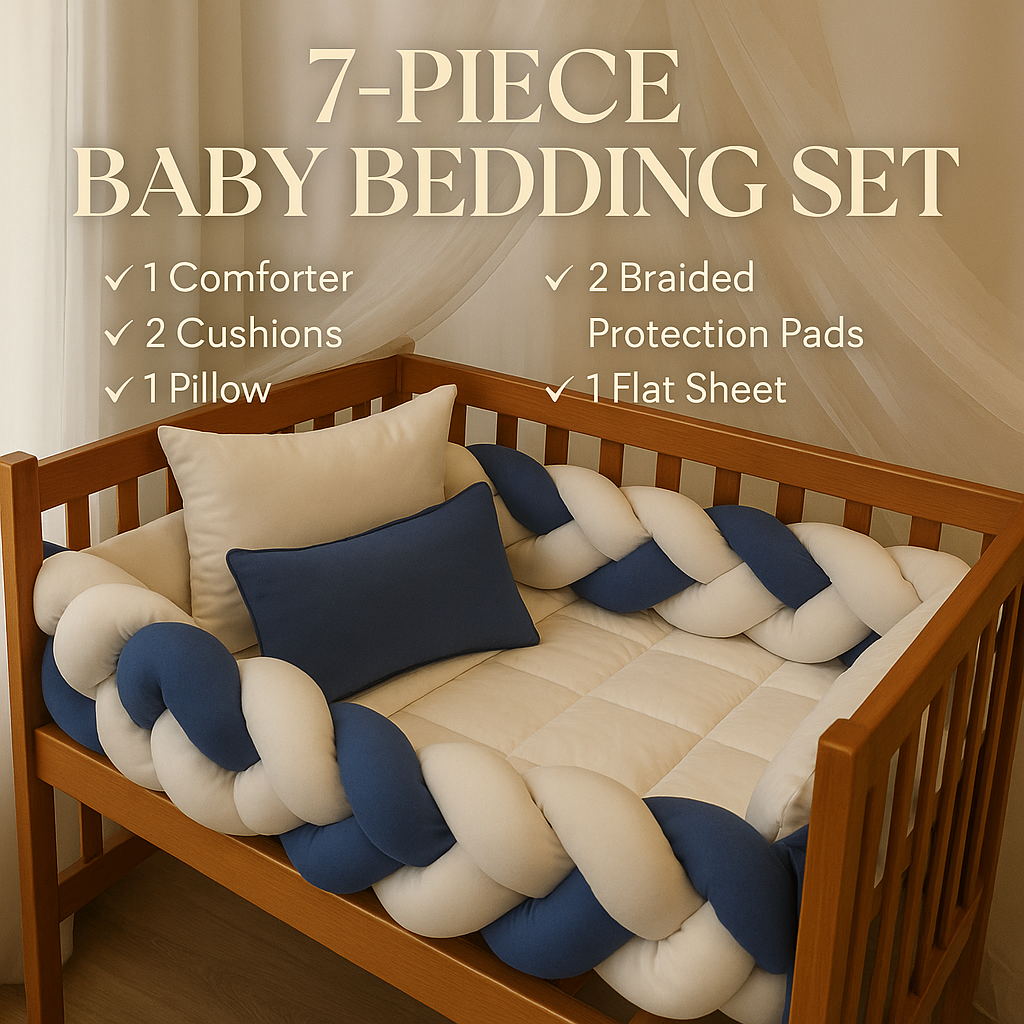 طقم لحاف بيبي مع جدولة 7 قطع
