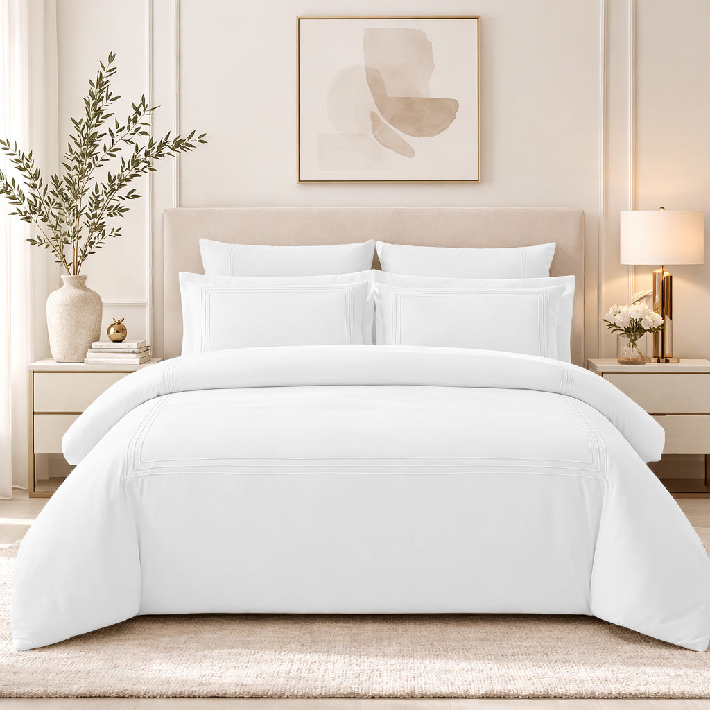 طقم لحاف مزدوج 6 قطع مطرز فندقي