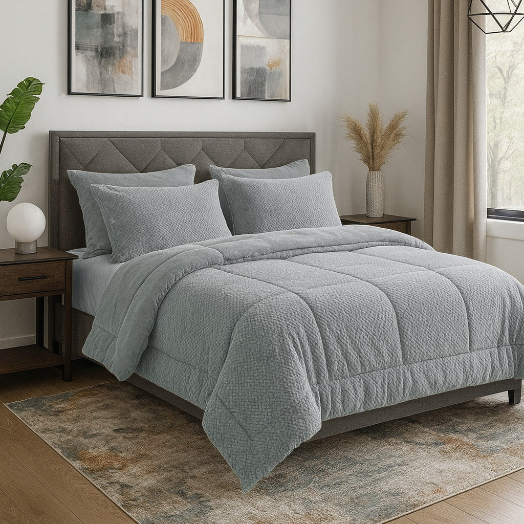 طقم لحاف مزدوج فرو أرنب 6 قطع