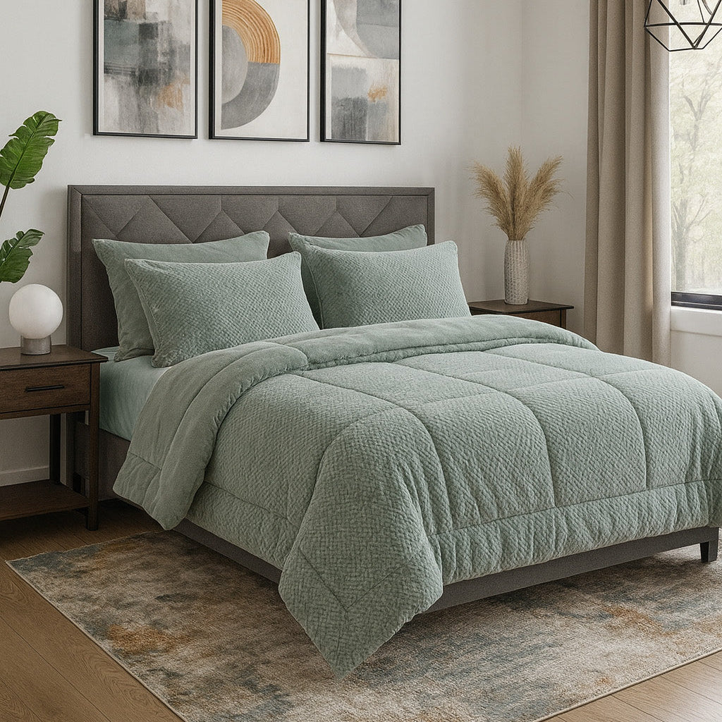 طقم لحاف مزدوج فرو أرنب 6 قطع