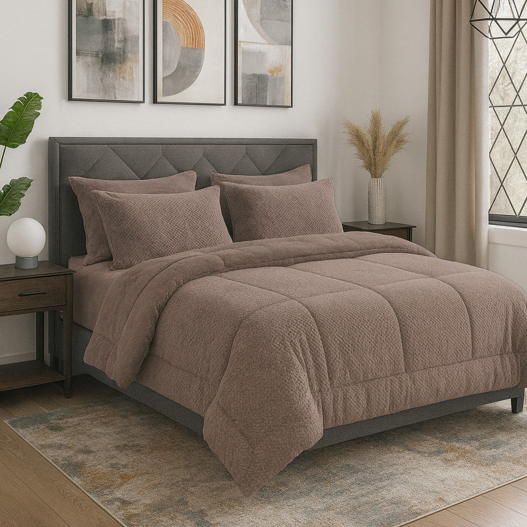 طقم لحاف مزدوج فرو أرنب 6 قطع