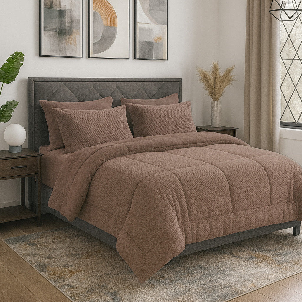 طقم لحاف مزدوج فرو أرنب 6 قطع