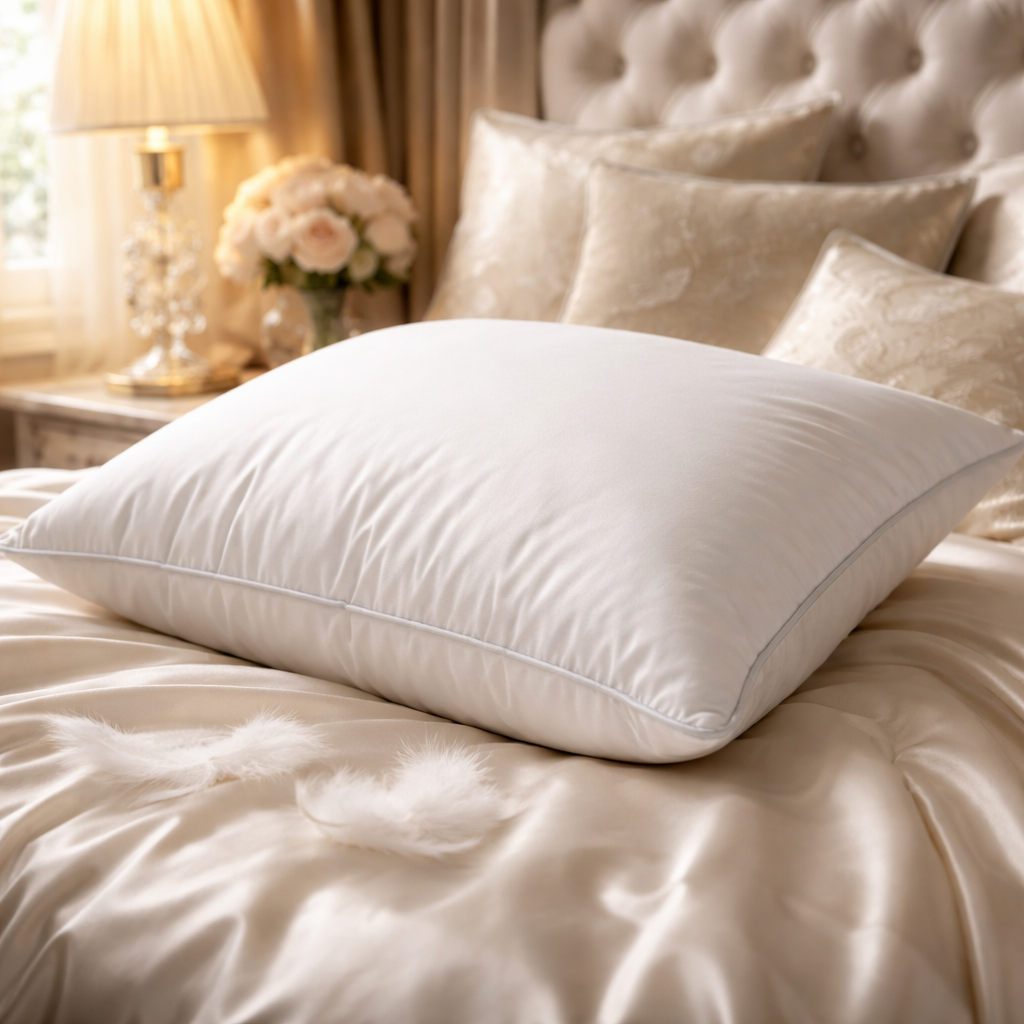 Natural feather pillow, 1500 grams, cotton cover