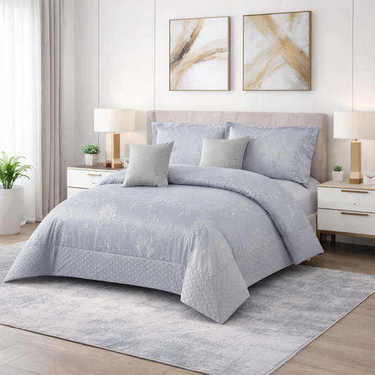 Jacquard Embroidered Double Quilt Set, 6 Pieces