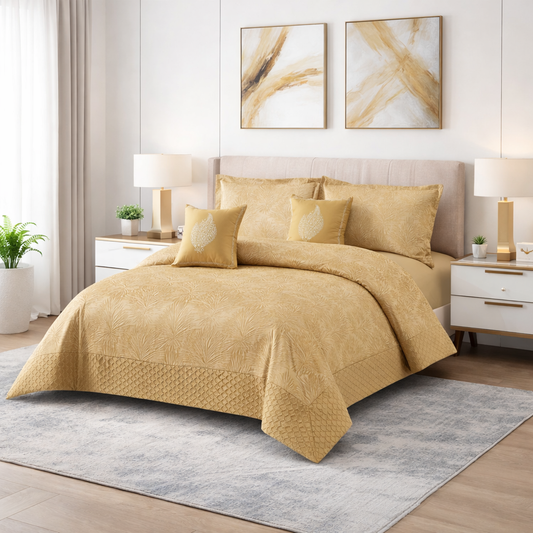 Jacquard Embroidered Double Quilt Set, 6 Pieces