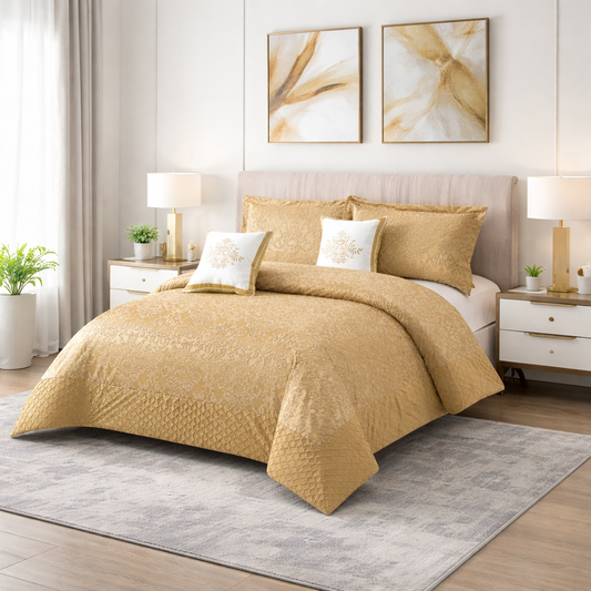 Jacquard Embroidered Double Quilt Set, 6 Pieces