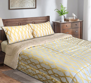 Double Comforter Set 4 Pieces Linen With Fur